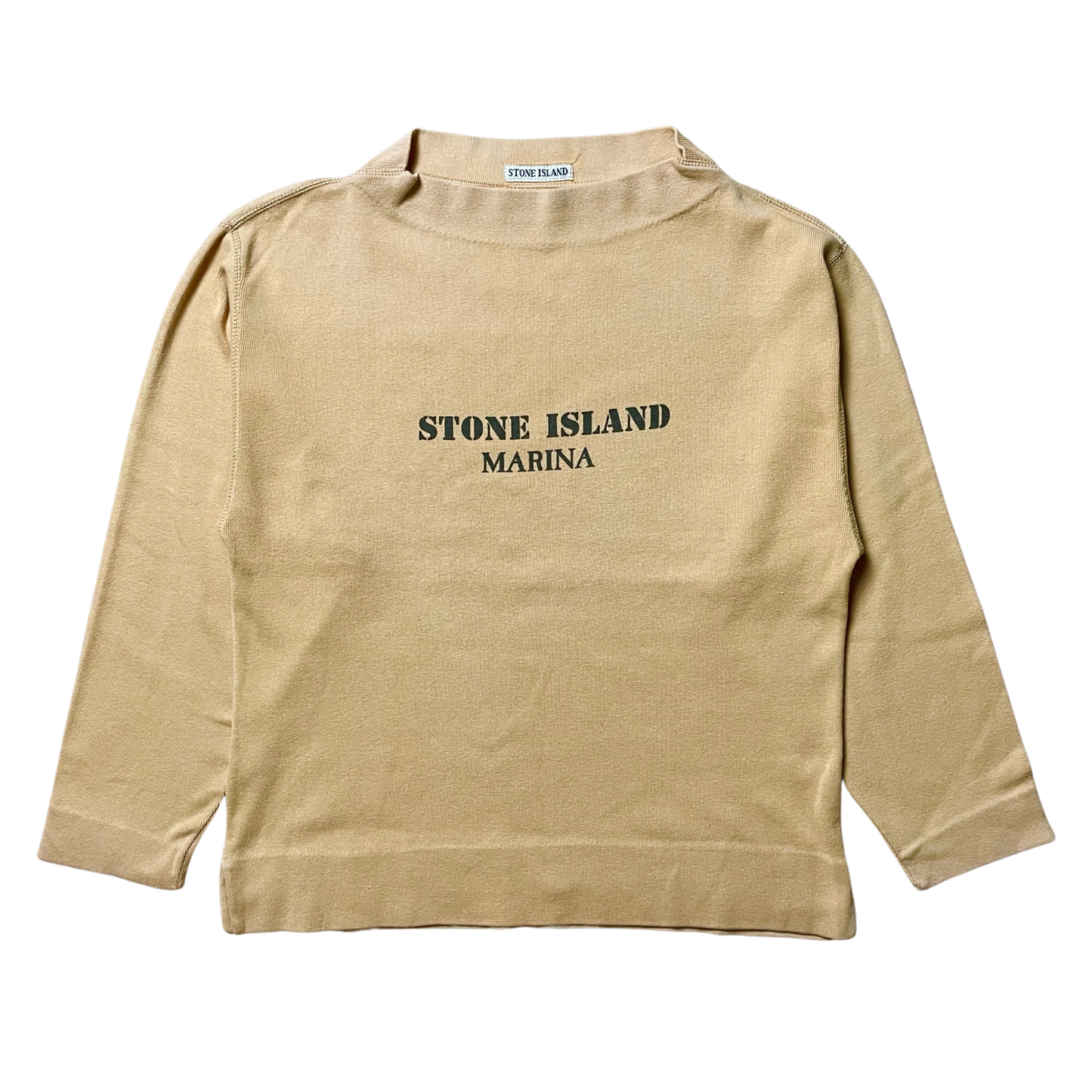 S/S 1984 Blonde Yellow Marina Stencil Spell-out Boat Neck Sweater