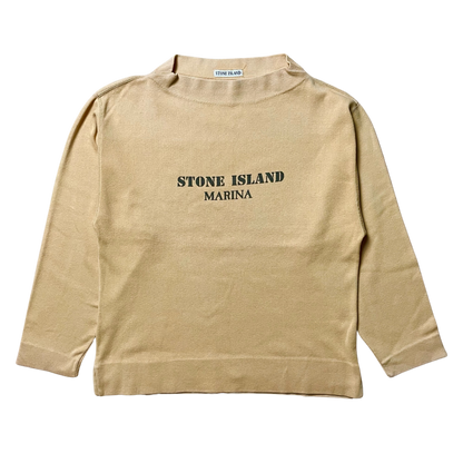 S/S 1984 Blonde Yellow Marina Stencil Spell-out Boat Neck Sweater