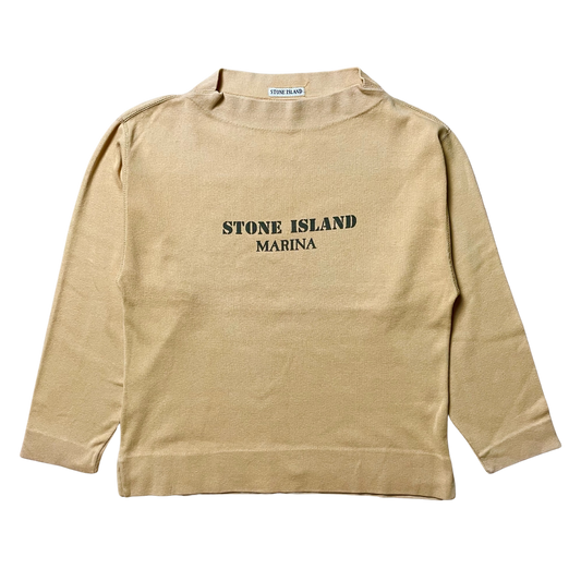 S/S 1984 Blonde Yellow Marina Stencil Spell-out Boat Neck Sweater