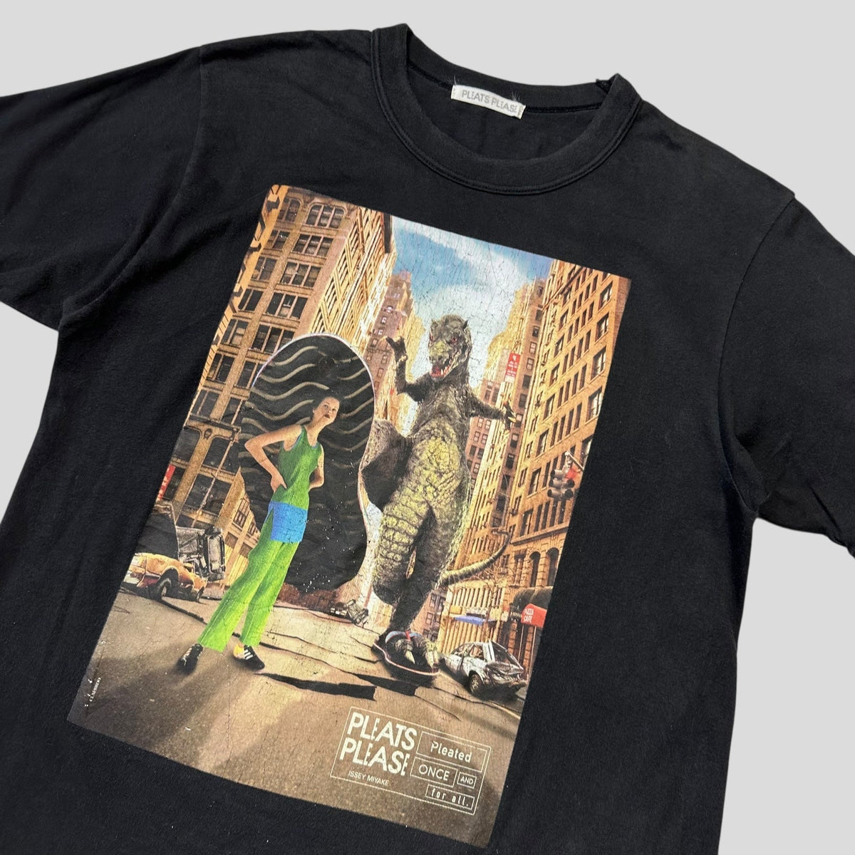 Issey Miyake Godzilla Pleats Please Poster Graphic T-shirt - XS/S | XS, Black