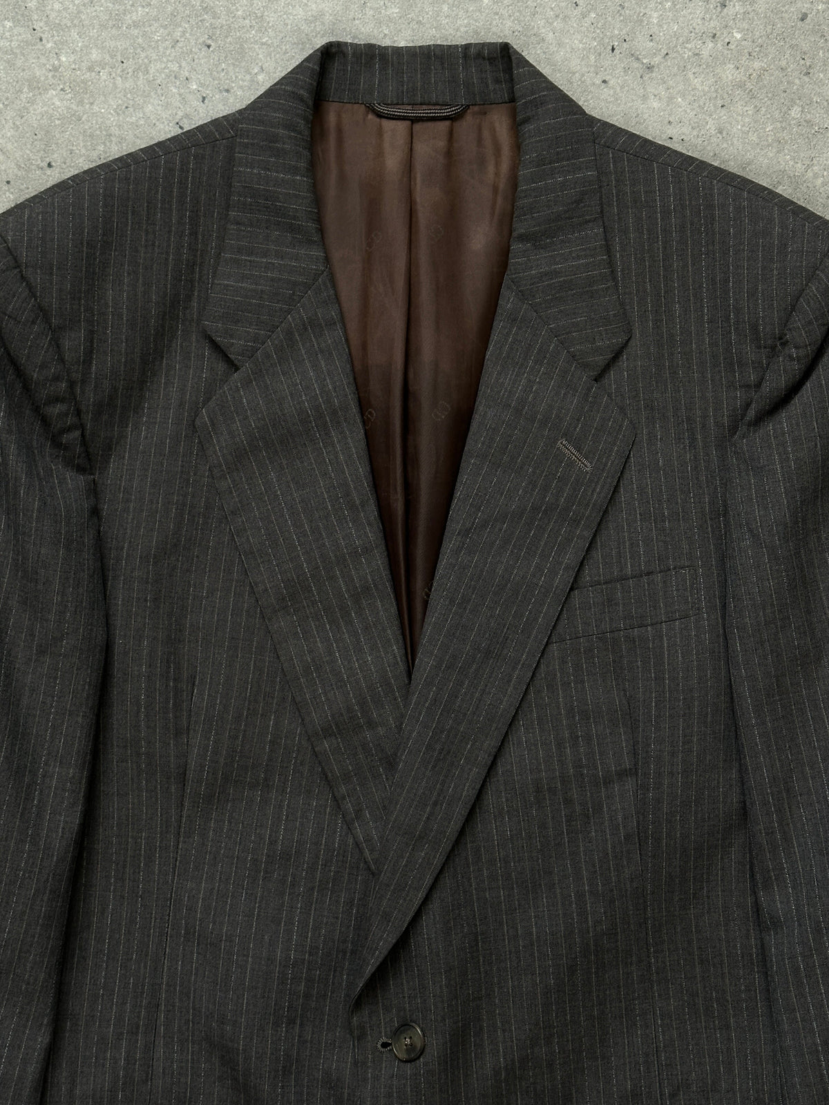 Christian Dior Monsieur 1990s striped single-breasted blazer, size 40R/L, tailored men's blazer with classic stripe pattern.