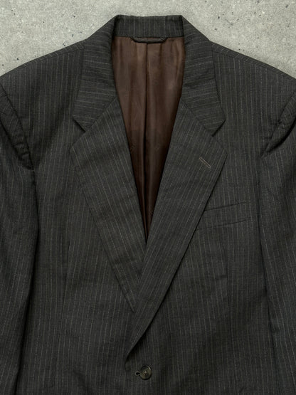 Christian Dior Monsieur 1990s striped single-breasted blazer, size 40R/L, tailored men's blazer with classic stripe pattern.