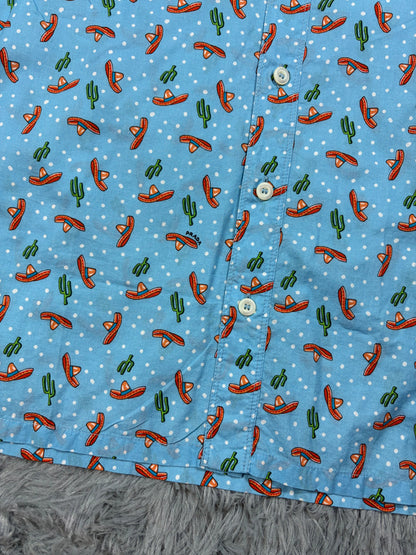 Prada 2016 Sombrero Cartoon Western Double Pocket Shirt - L | O/S, Blue