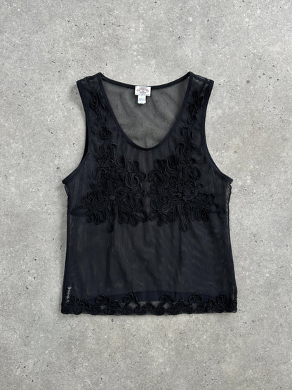 Armani Jeans Sheer Appliqué Vest Top - S