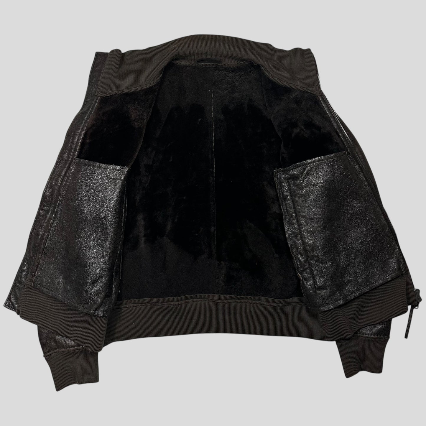 Prada Milano 00’s Leather Sheepskin Fur Full Lined Bomber Jacket - IT52 (L)