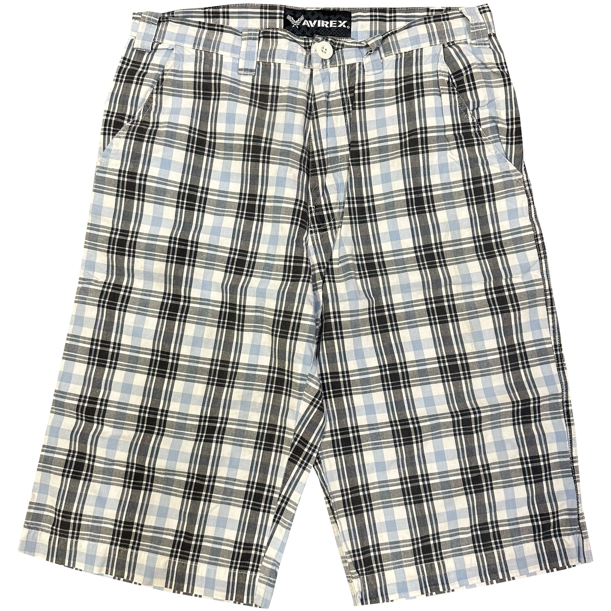 Avirex Plaid Shorts In Blue & White ( W30 ) - 1036 Emporium