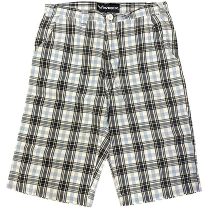 Avirex Plaid Shorts In Blue & White ( W30 ) - 1036 Emporium