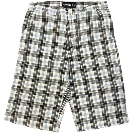 Avirex Plaid Shorts In Blue & White ( W30 ) - 1036 Emporium