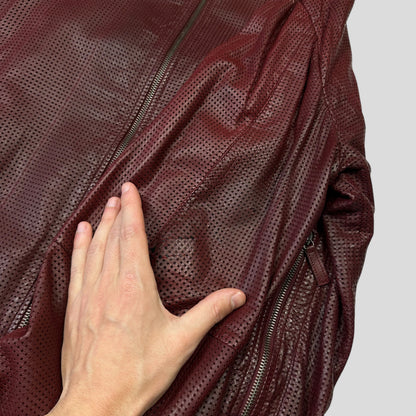 Emporio Armani 2009 Perforated Mesh Lambskin Leather Bomber - IT54 (L) | Burgundy