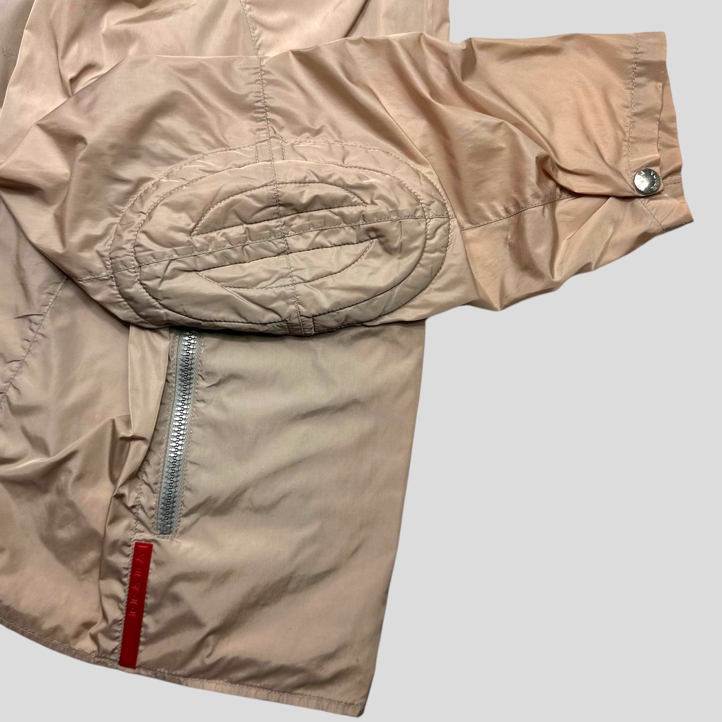 Prada Sport SS00 Champagne Nylon Moto Detailed Jacket - IT52