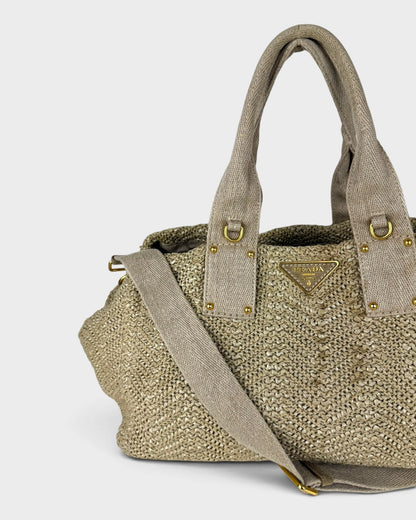2000s Prada Raffia Woven 2Way Handbag | O/S, Multicoloured