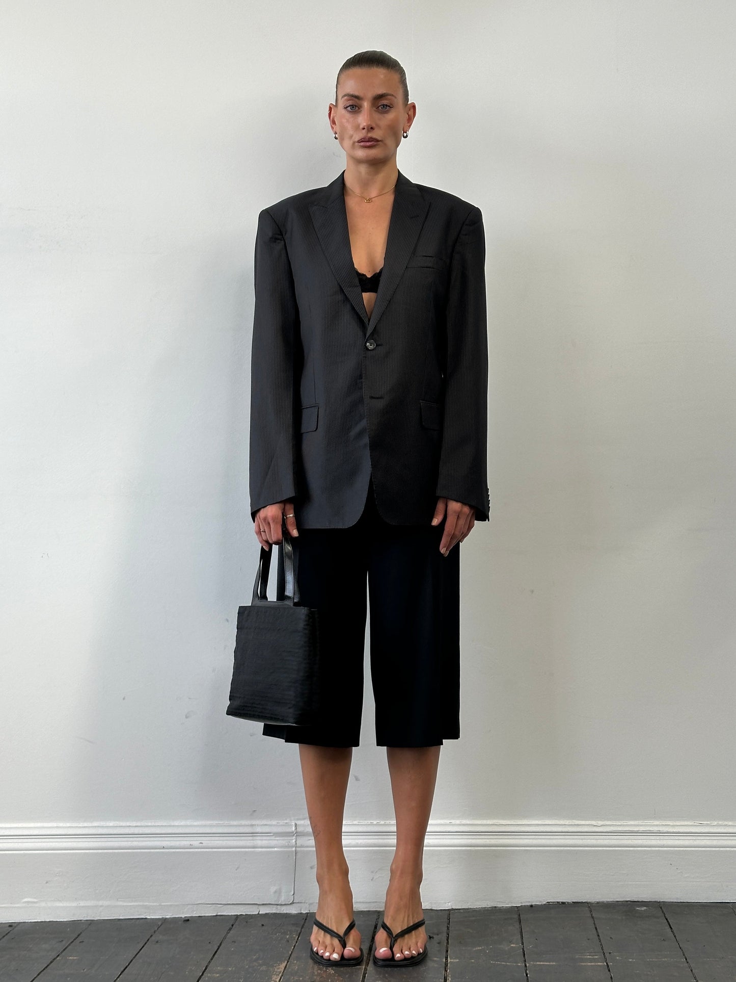 Versace Collection Stripe Wool Single Breasted Blazer - 40R/L