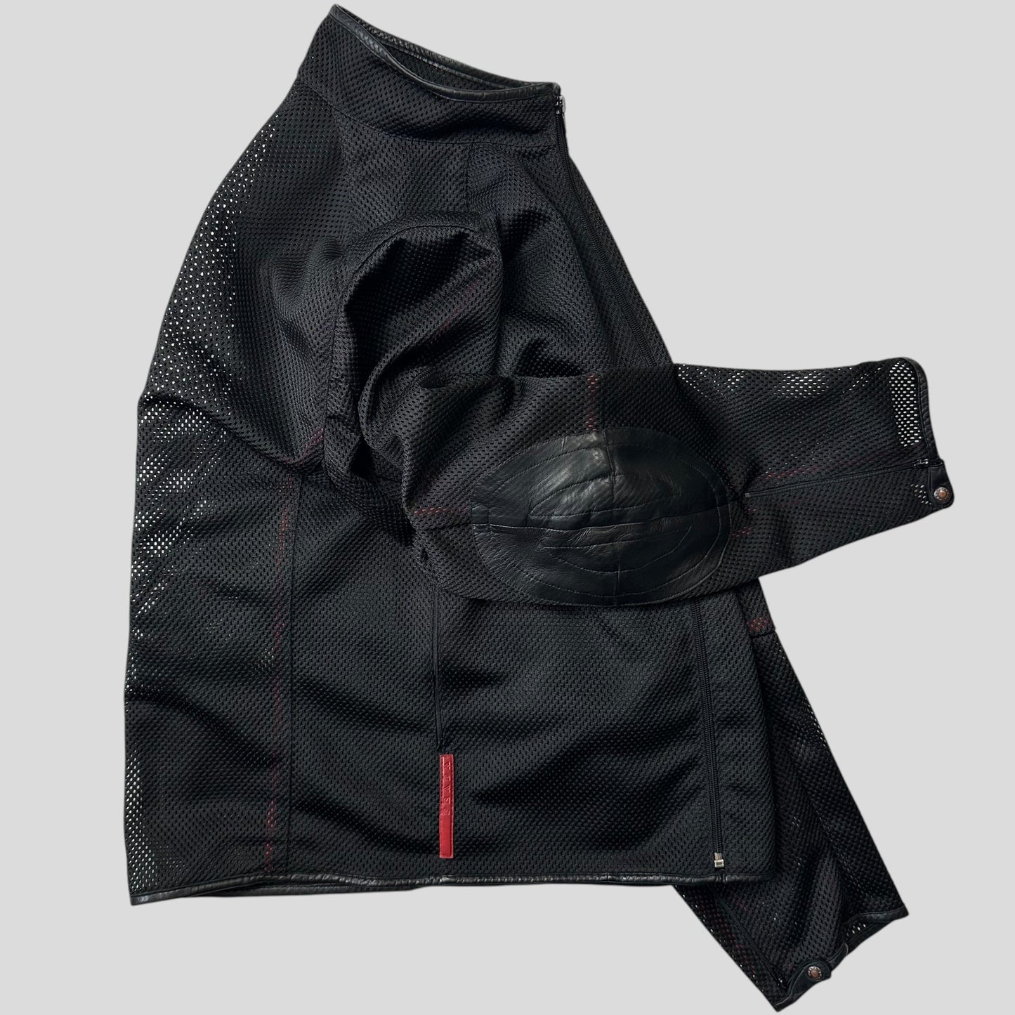 Prada Sport SS00 SAMPLE Mesh + Leather Moto Jacket - IT54 | Default Title, Multicoloured