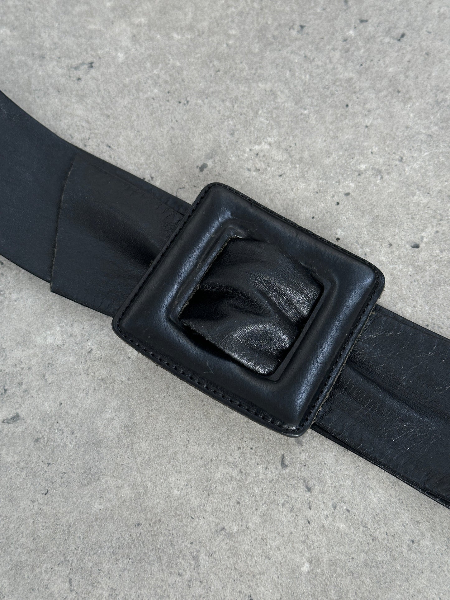 Vintage 1990s Square Leather Belt - XS-S