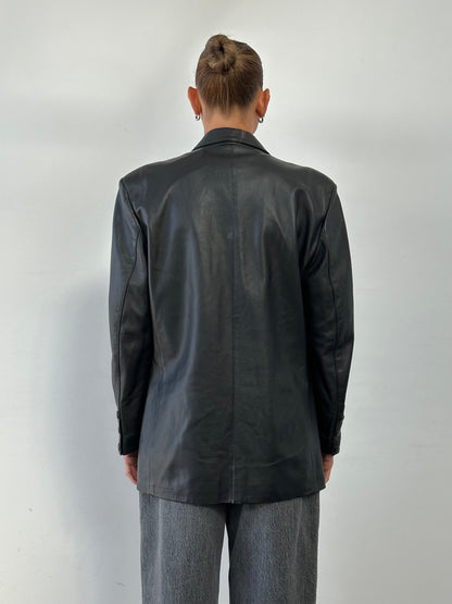 Vintage Double Breasted Leather Blazer Jacket - L