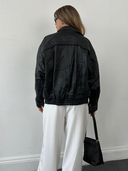 Vintage Leather Bomber Jacket - M/L