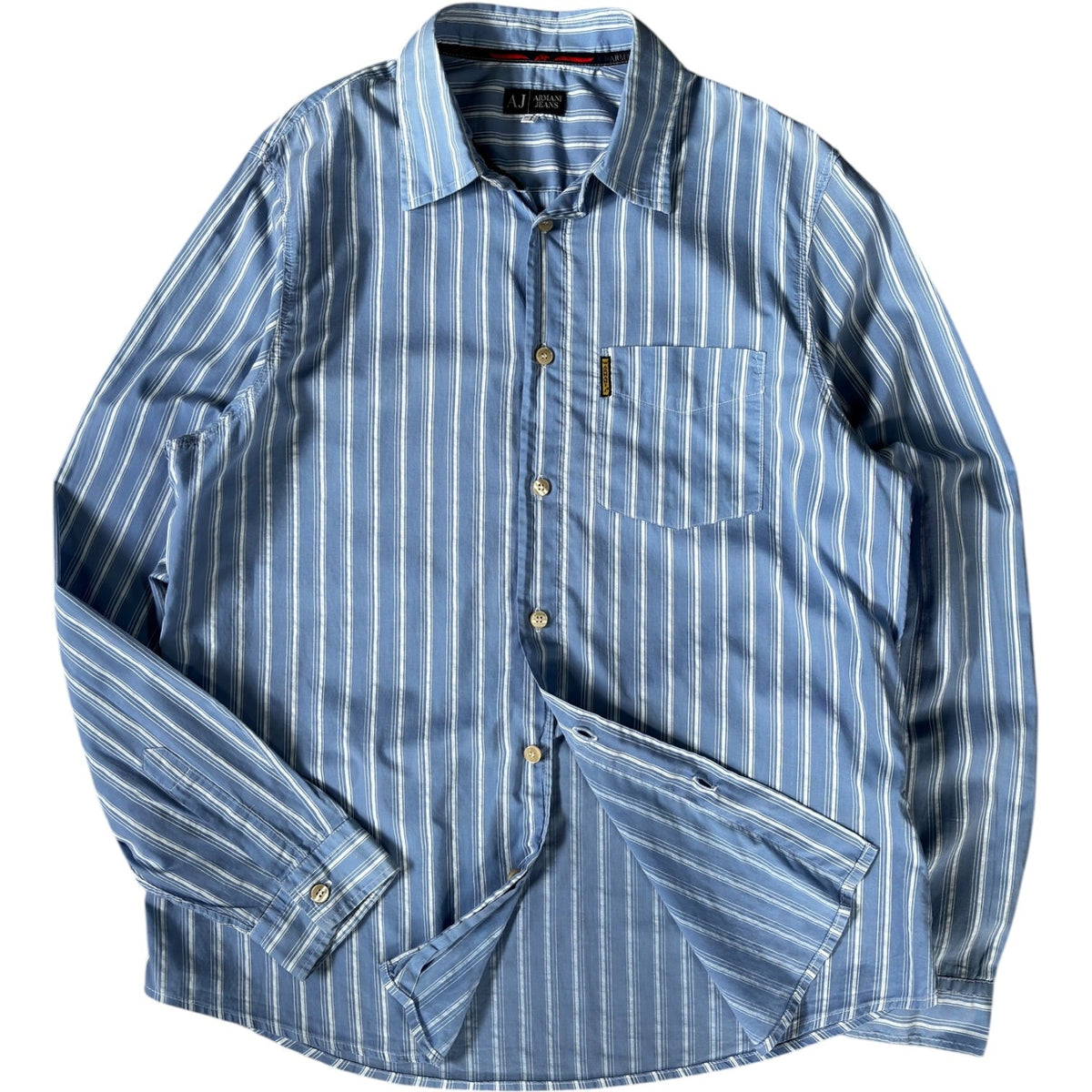 Armani Jeans 00’s Cotton Striped Shirt L | Large, Blue