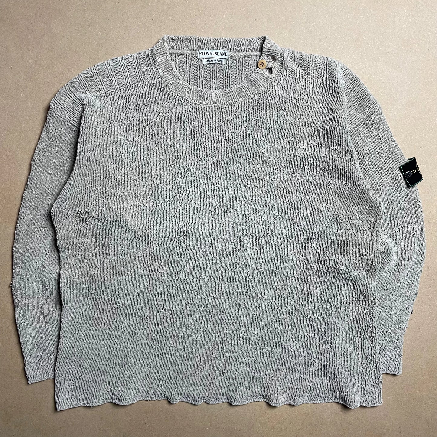 A/W 1995 Oatmeal Knitted Side Button Crew Neck