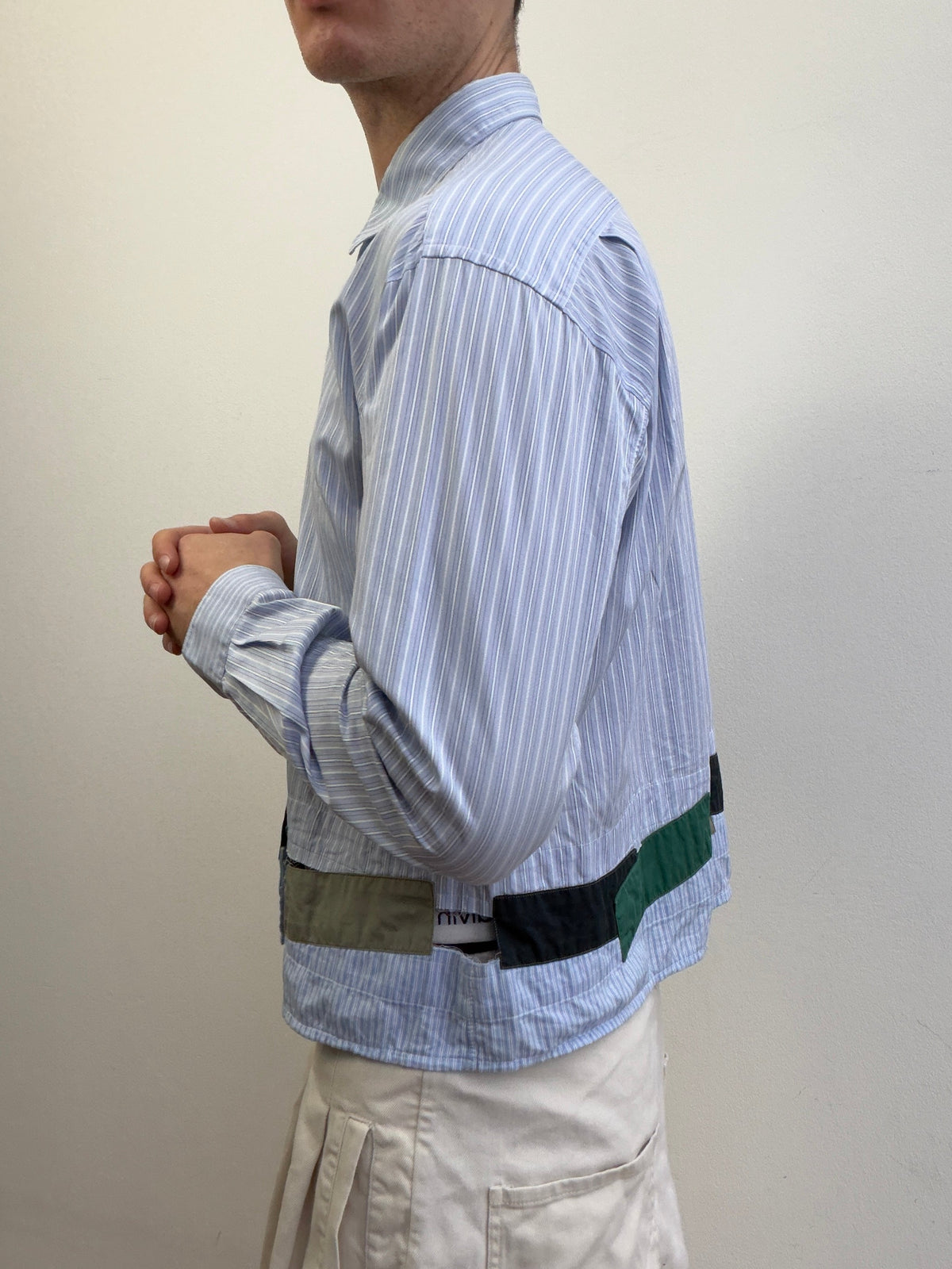 Comme Des Garçon Deconstructed Patchwork Shirt | Small, Light Blue