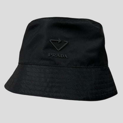 Prada Milano 2020 Re-Nylon Rubber Logo Bucket Hat - S/M | O/S, Black