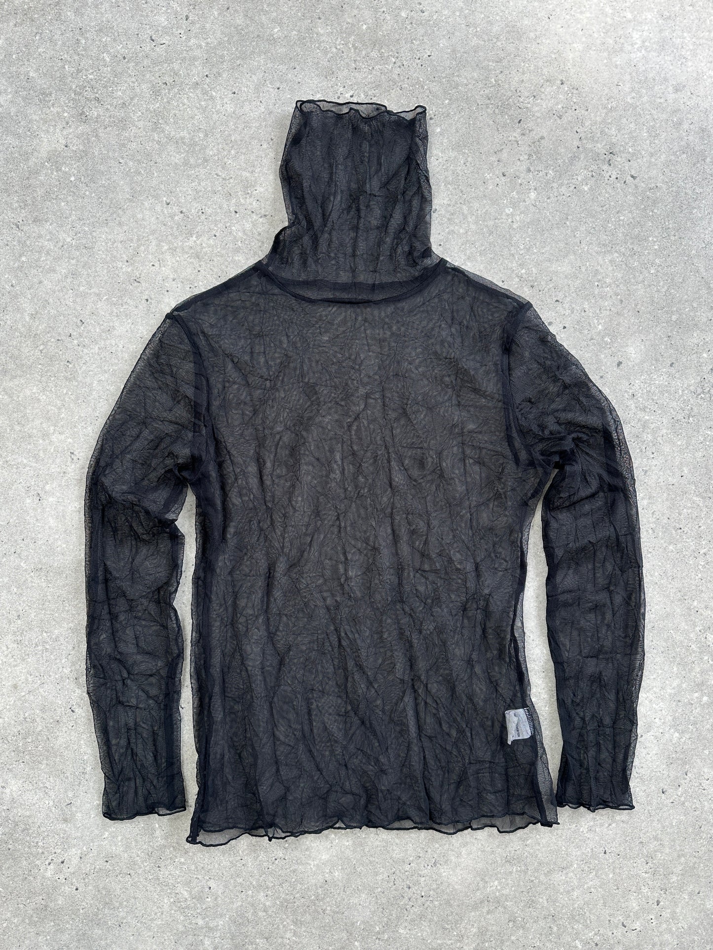 Vintage 2000s Sheer Crinkled Roll Neck Top - S/M