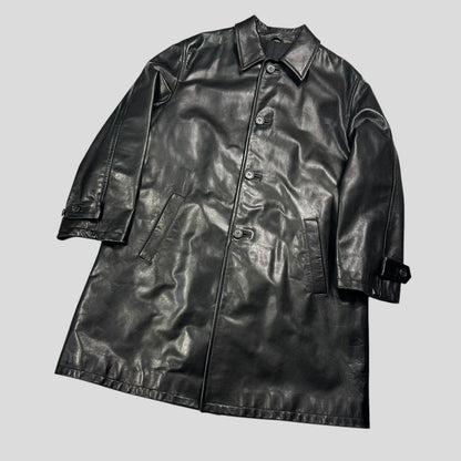 Prada Milano AW98 Wool Lined Gloss Leather Matrix Trench Coat - IT50 | Default Title, Black