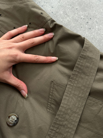 London Fog 1990s High Neck Double Breasted Belted Trench Coat - XL