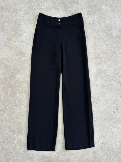 Armani Collezioni Wool Low Waist Wide Leg Trousers - W26