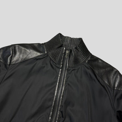 Prada Milano 2007 Gabardine Nylon + Leather Bomber Jacket - IT52 (L) | Default Title, Black