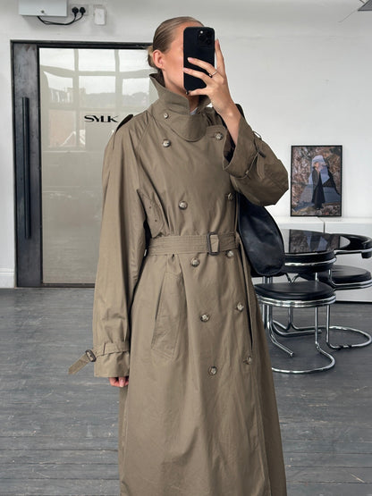 London Fog 1990s High Neck Double Breasted Belted Trench Coat - XL