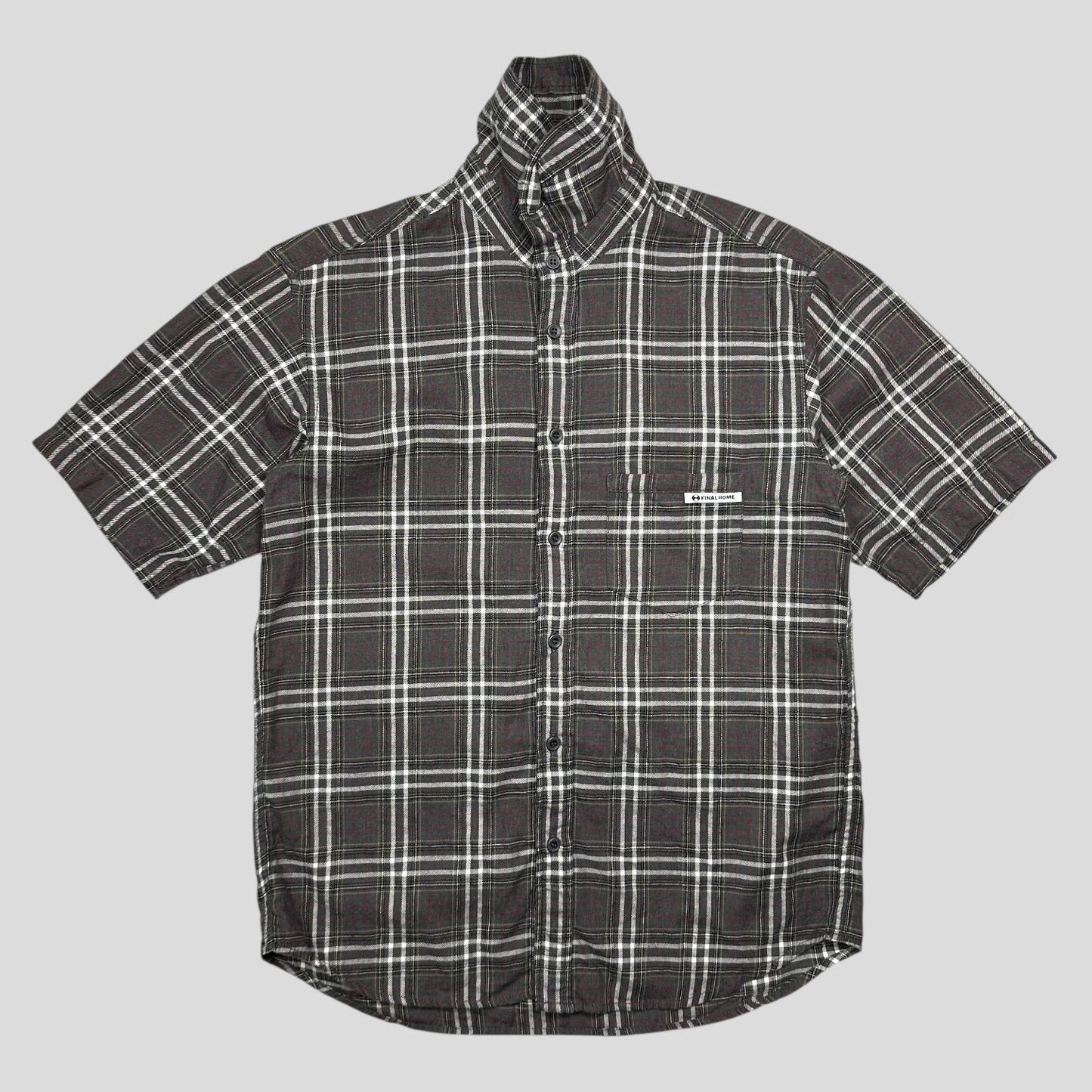 Final Home AW08 Grey Nova Check Pocket Logo Shirt - S