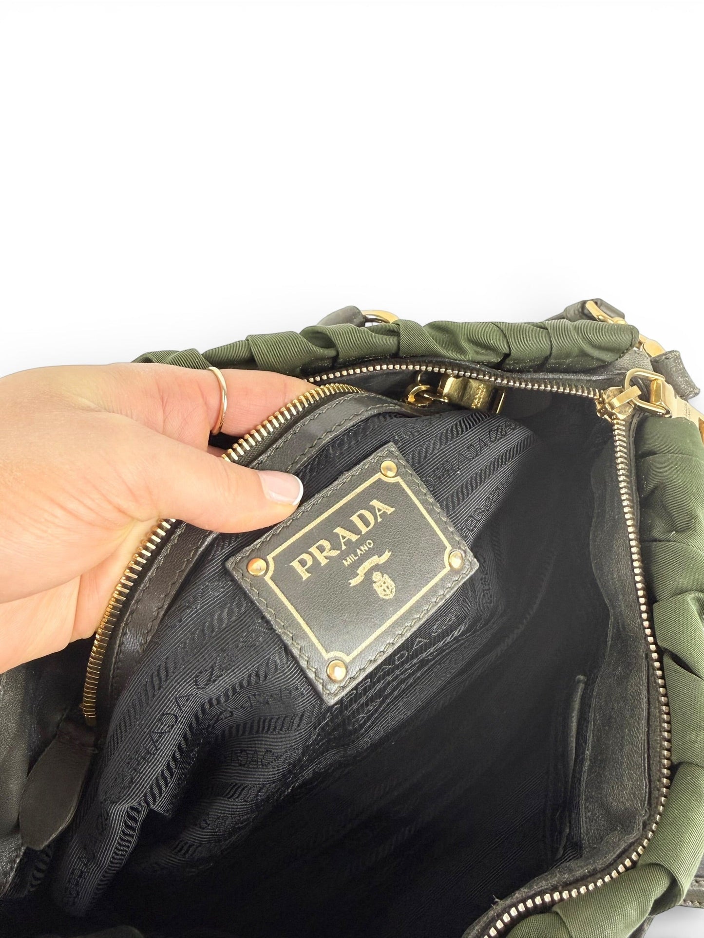 2010s Prada Nylon Tessuto Gaufre 2Way Handbag | O/S, Gold
