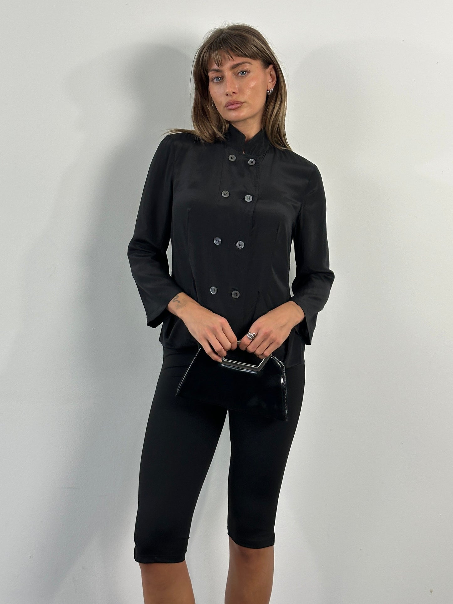 Nicole Farhi 2000s Pure Silk Double Breasted Shirt - S/M