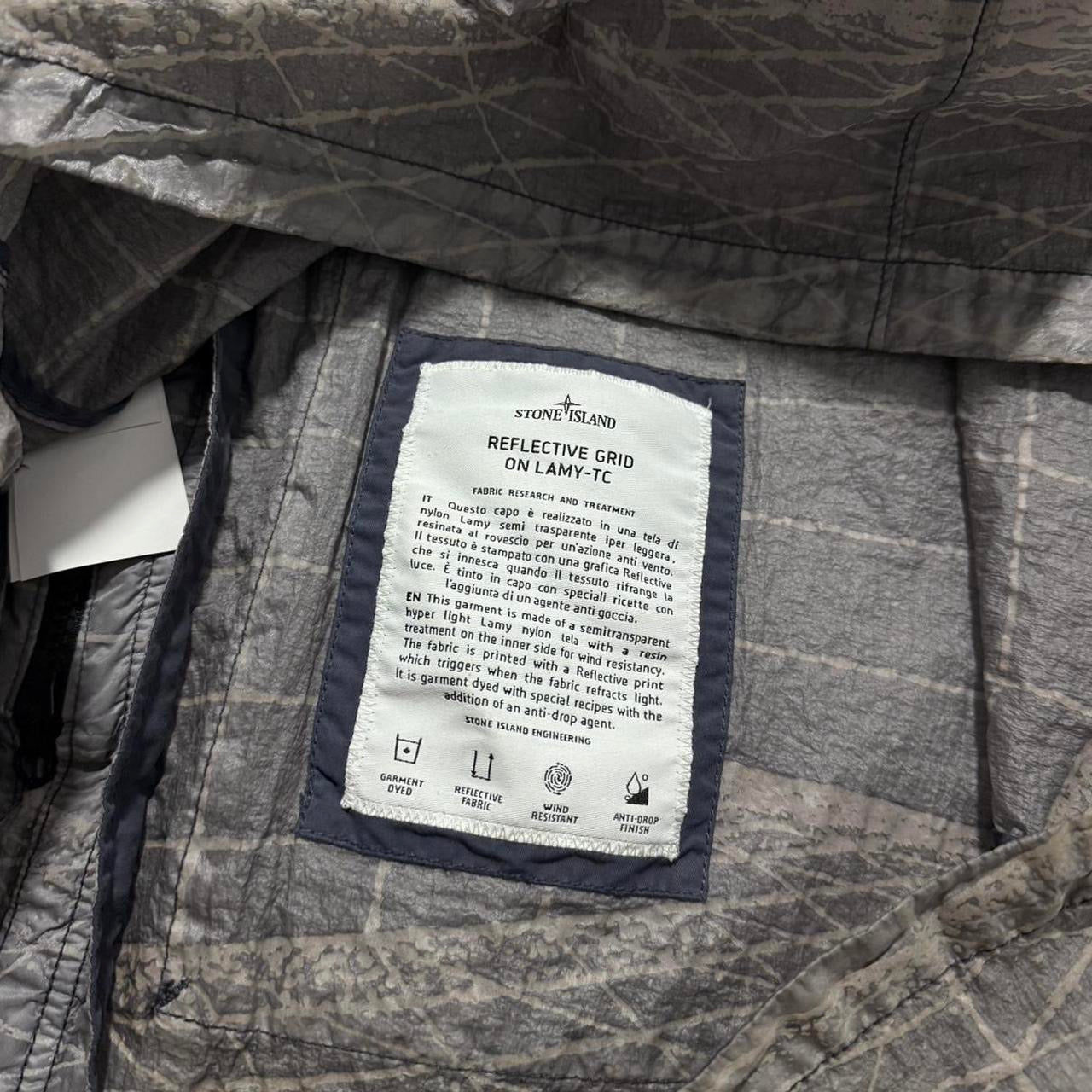 Stone Island Reflective Grid Lamy-TC Jacket | Medium, Grey