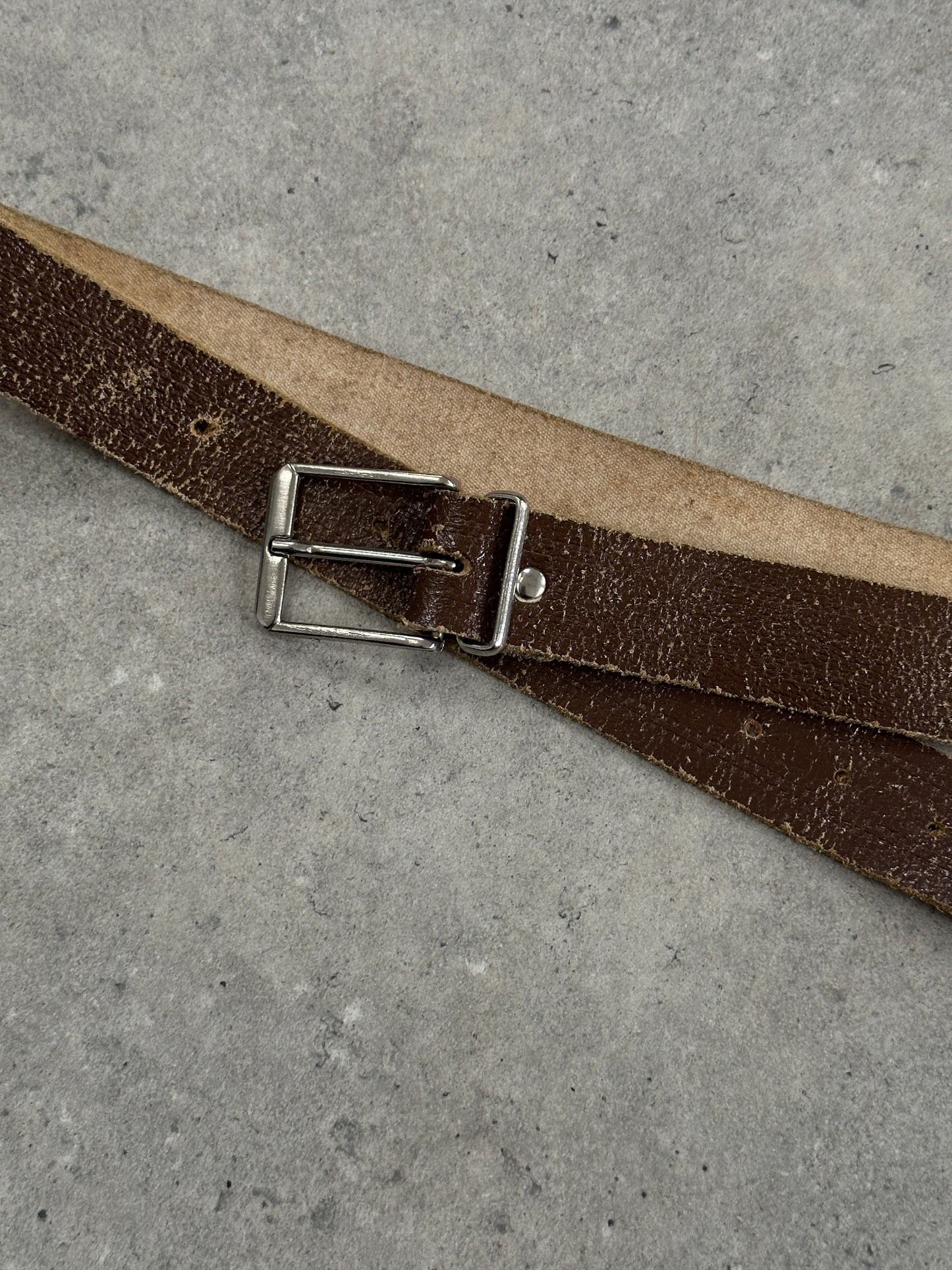 Vintage 1980s Distressed Slim Leather Belt - W31-40