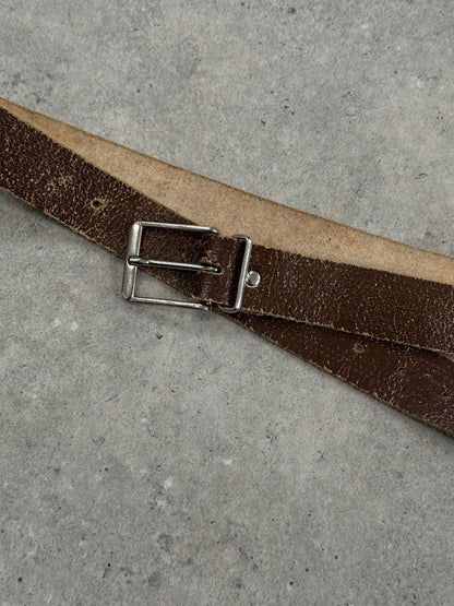 Vintage 1980s Distressed Slim Leather Belt - W31-40