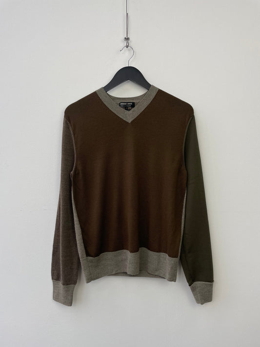 Comme Des Garçons Homme Deux SS12 Tri-Tone Contrast Material Jumper | Medium, Brown
