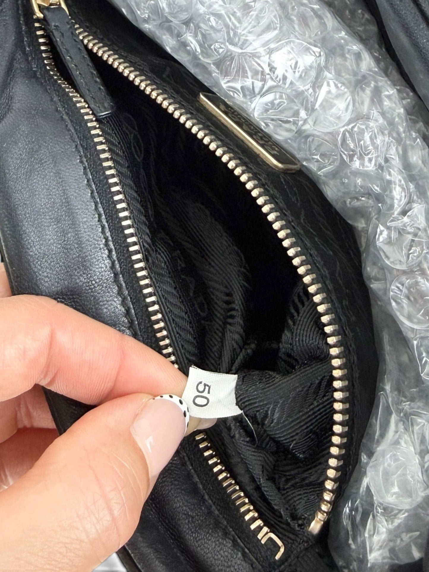 2000s Prada Black Leather Grommet Shoulder Bag | O/S, Black