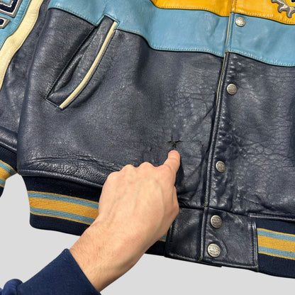 Avirex 90’s NYC Exciting Hoops Quilted Leather Varsity Jacket - XL | Default Title, Multicoloured