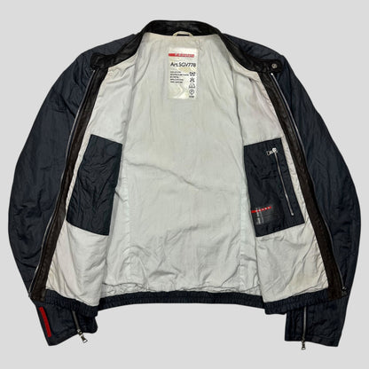 Prada Sport 00’s Metal Nylon + Leather Moto Biker Jacket - IT50 (M)