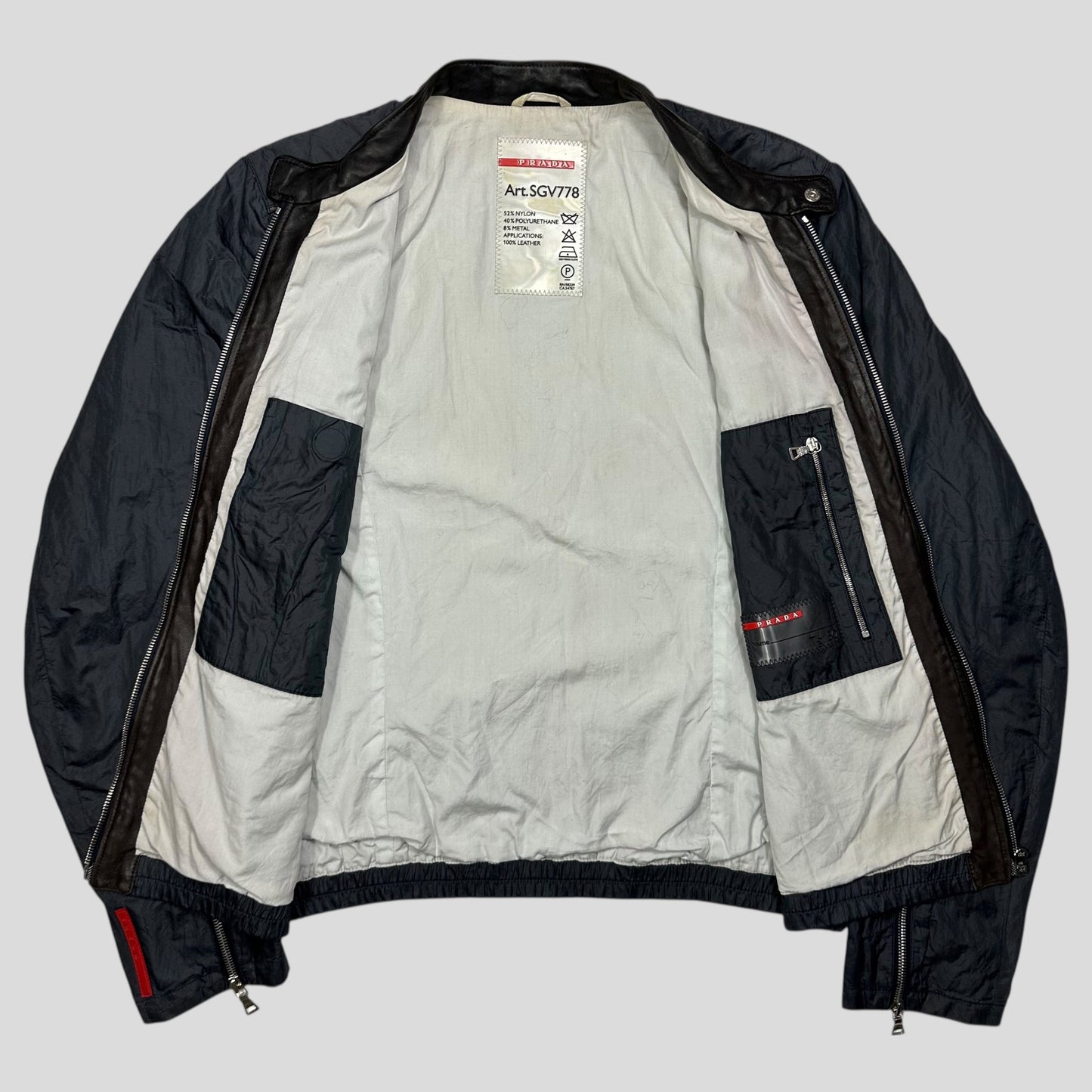 Prada Sport 00’s Metal Nylon + Leather Moto Biker Jacket - IT50 (M) | Default Title, Multicoloured