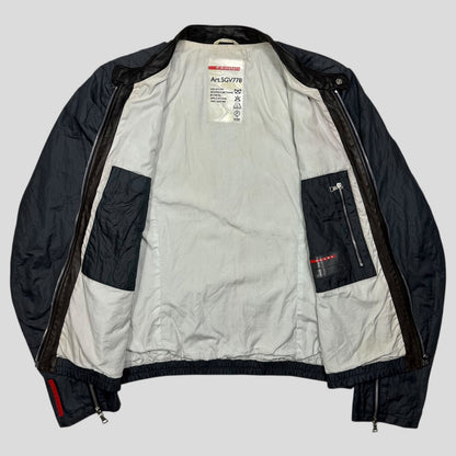 Prada Sport 00’s Metal Nylon + Leather Moto Biker Jacket - IT50 (M) | Default Title, Multicoloured