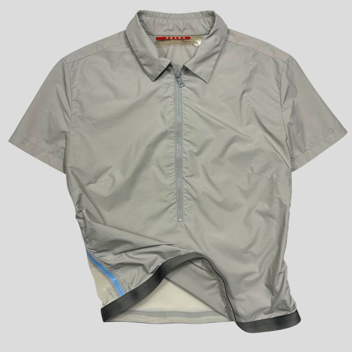 Prada Sport SS00 Mesh Panelled Gel Seam Nylon 1/2 Shirt - M | Grey