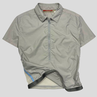 Prada Sport SS00 Mesh Panelled Gel Seam Nylon 1/2 Shirt - M | Grey