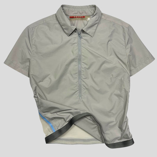 Prada Sport SS00 Mesh Panelled Gel Seam Nylon 1/2 Shirt - M | Grey