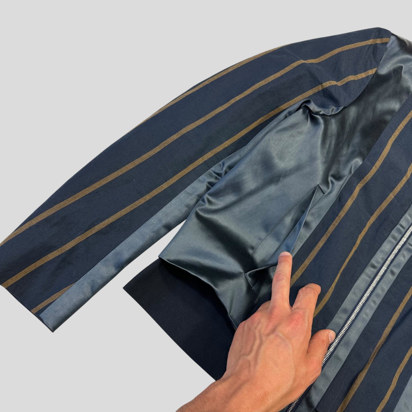 Paul Smith 2021 Runway SAMPLE Striped Panelled Blouson Jacket - S | Default Title, Navy