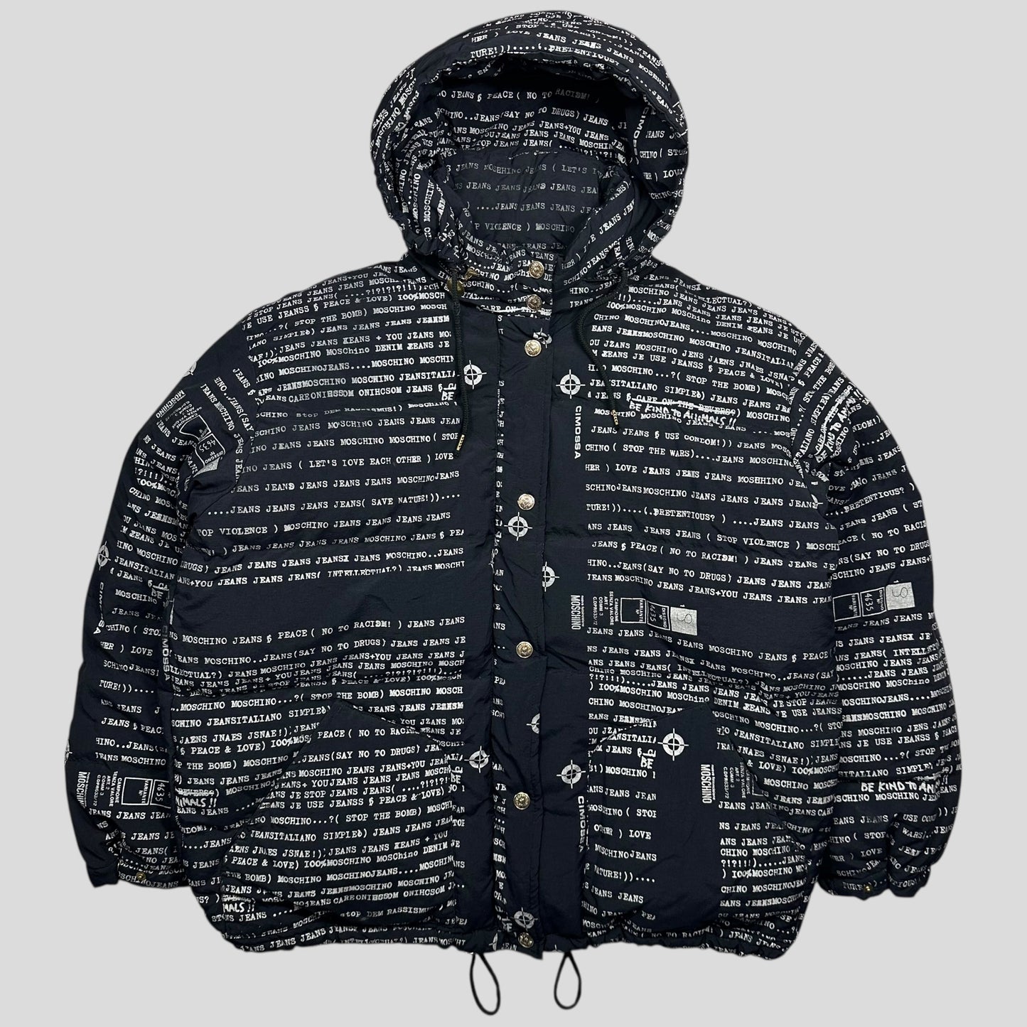 Moschino Jeans 90’s Typewriter Goose Down Puffer Jacket - XL