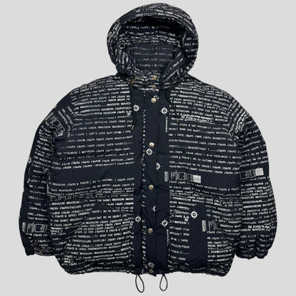Moschino Jeans 90’s Typewriter Goose Down Puffer Jacket - XL
