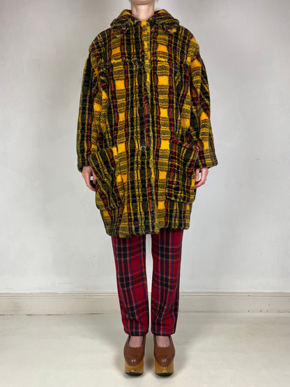 Junior Gaultier F/W 1994 tartan faux fur coat