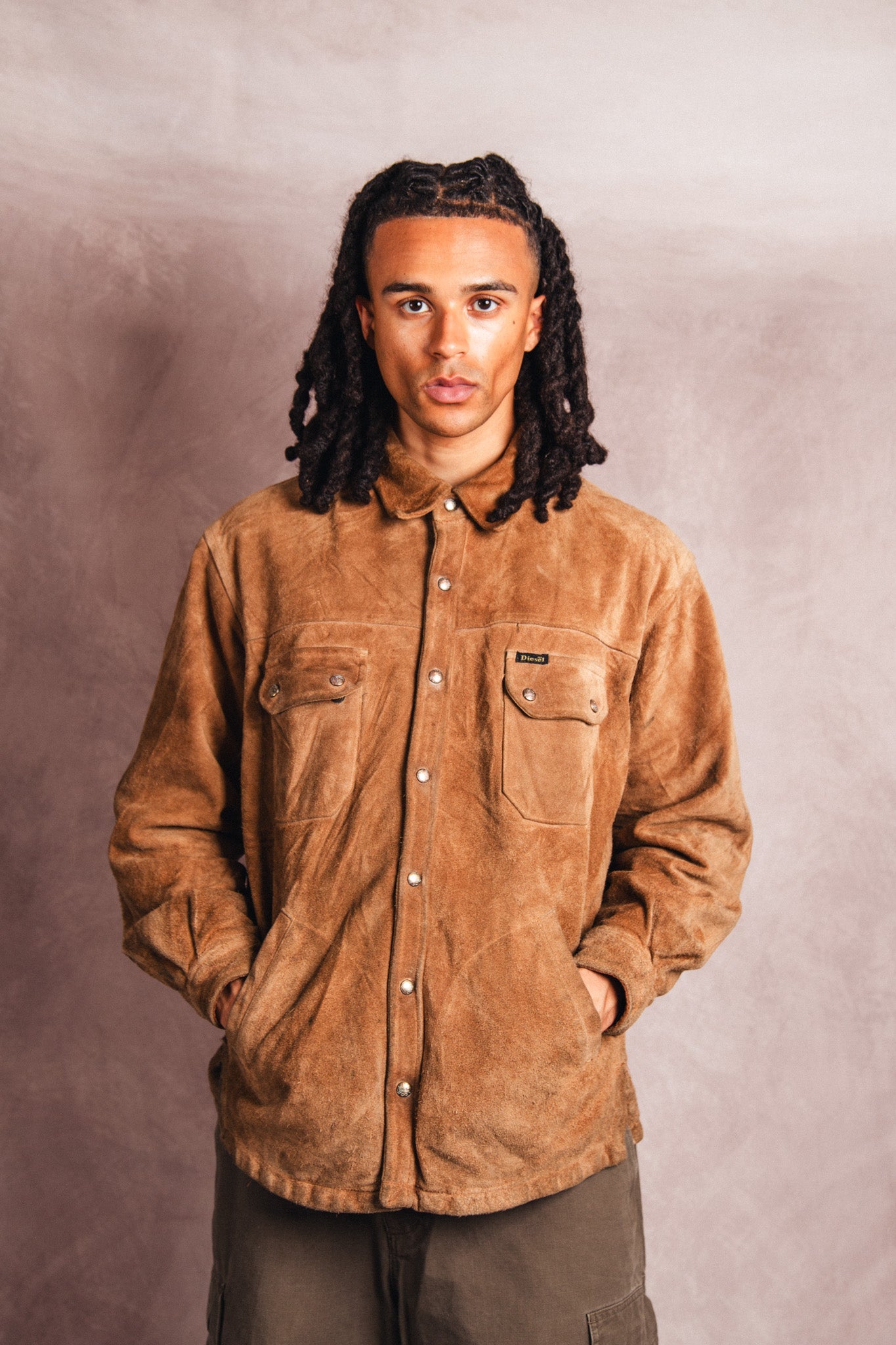 1990's Diesel Suede Blanket Lined Overshirt | Large, Red